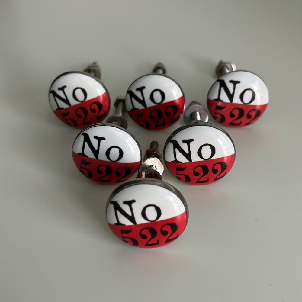 Anthropologie Red Lucky Number Dresser Knobs (1) - Picture 5 of 6